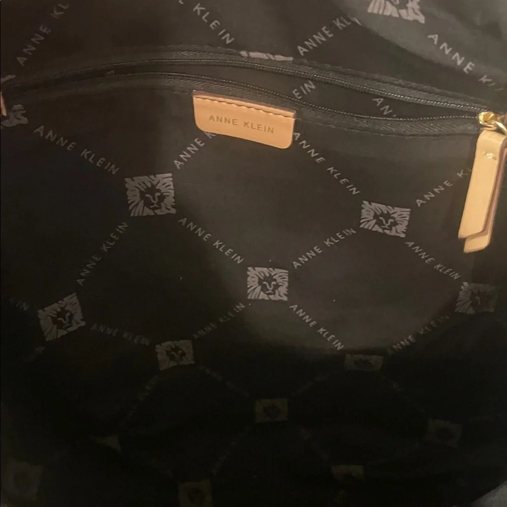 Ann Klein Black Quilted Tote Bag with Tan Accents - Picture 10 of 12